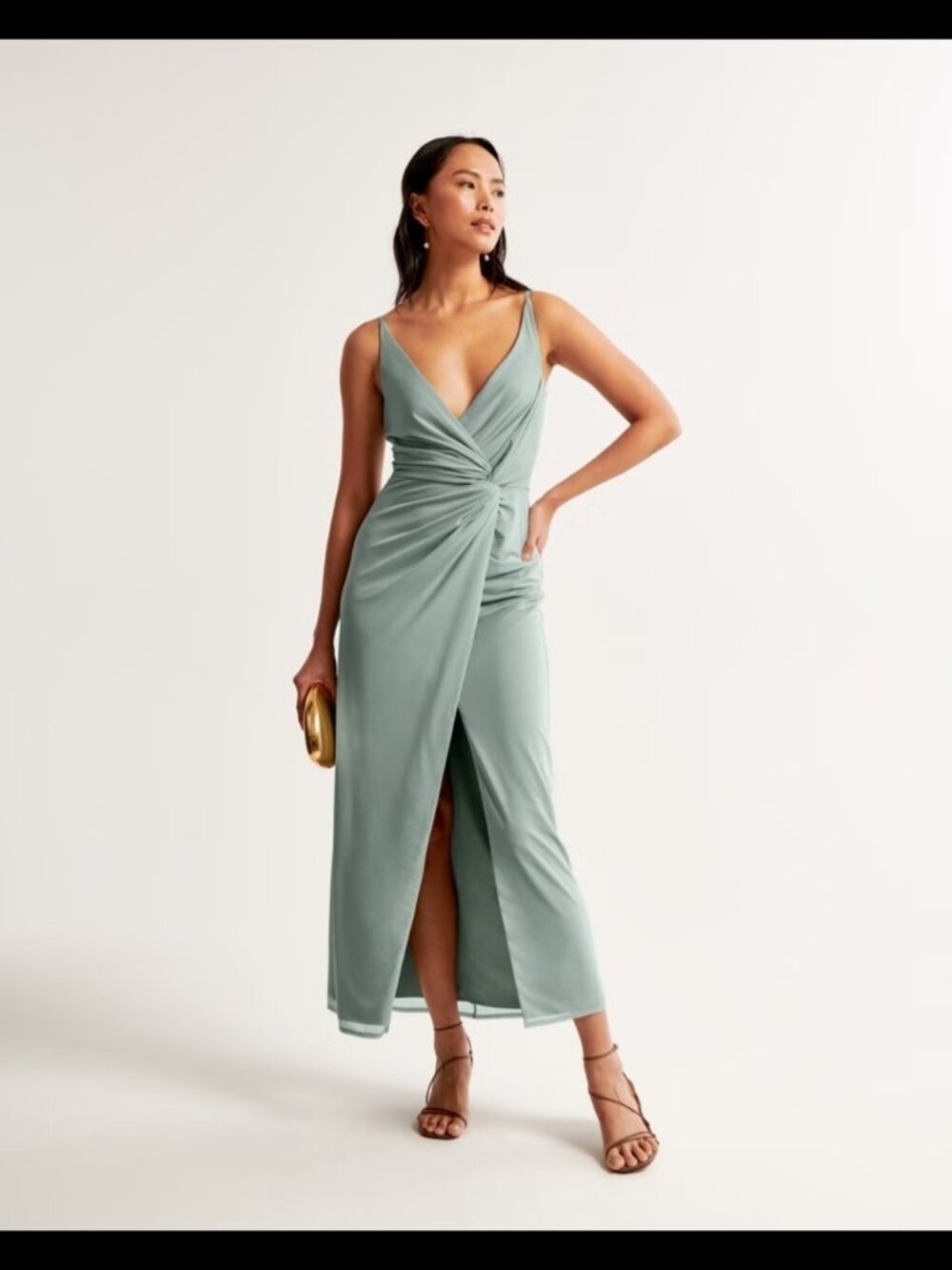 *NWT* Abercrombie & Fitch Mesh Twist Wrap Gown Green Granite Tall Medium